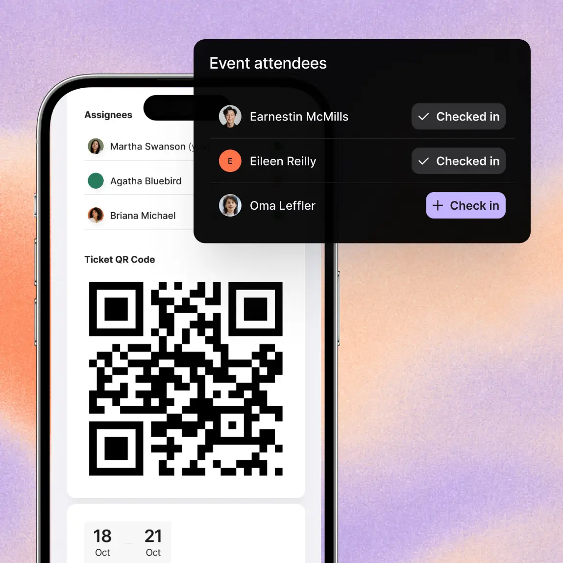 Event check-in app with ticket QR code scanning and real-time attendee management