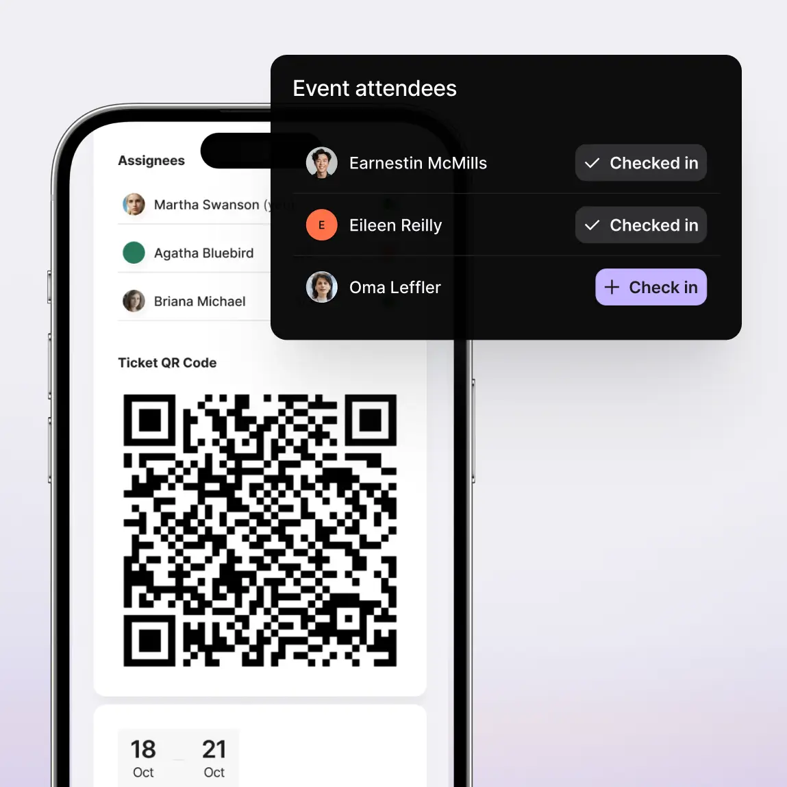 Event check-in app with ticket QR code scanning and real-time attendee management